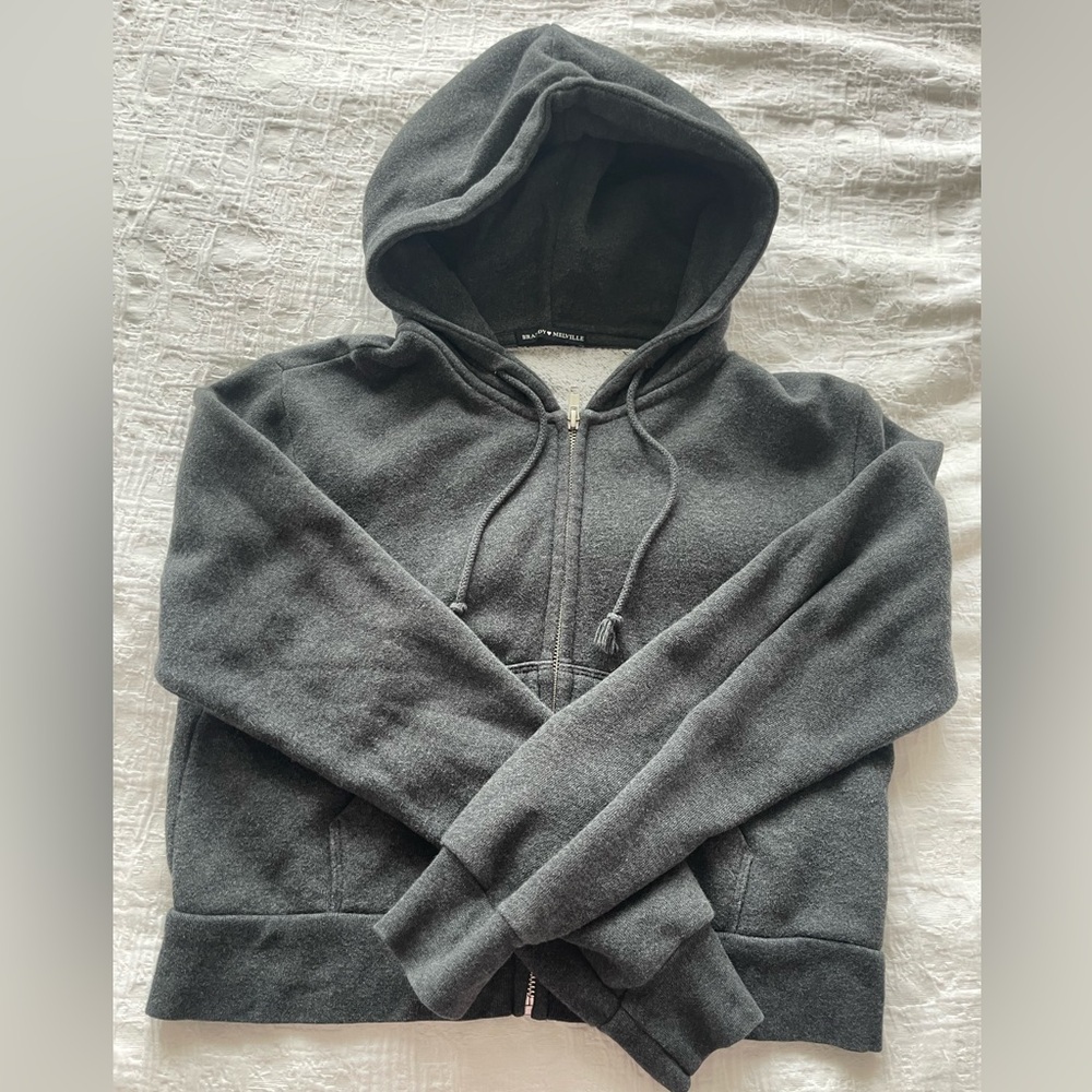 Brandy Melville Zip Up Cropped Hoodie